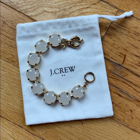 J. Crew gold & white beveled jewel clasp bracelet - Picture 1 of 13